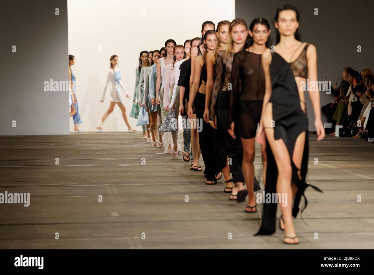 Models walk the runway during the KARLA SPETIC show during the Afterpay Australian Fashion Week 2022 at Carriageworks on May 11, 2022 in Sydney, Austr Stock Photo