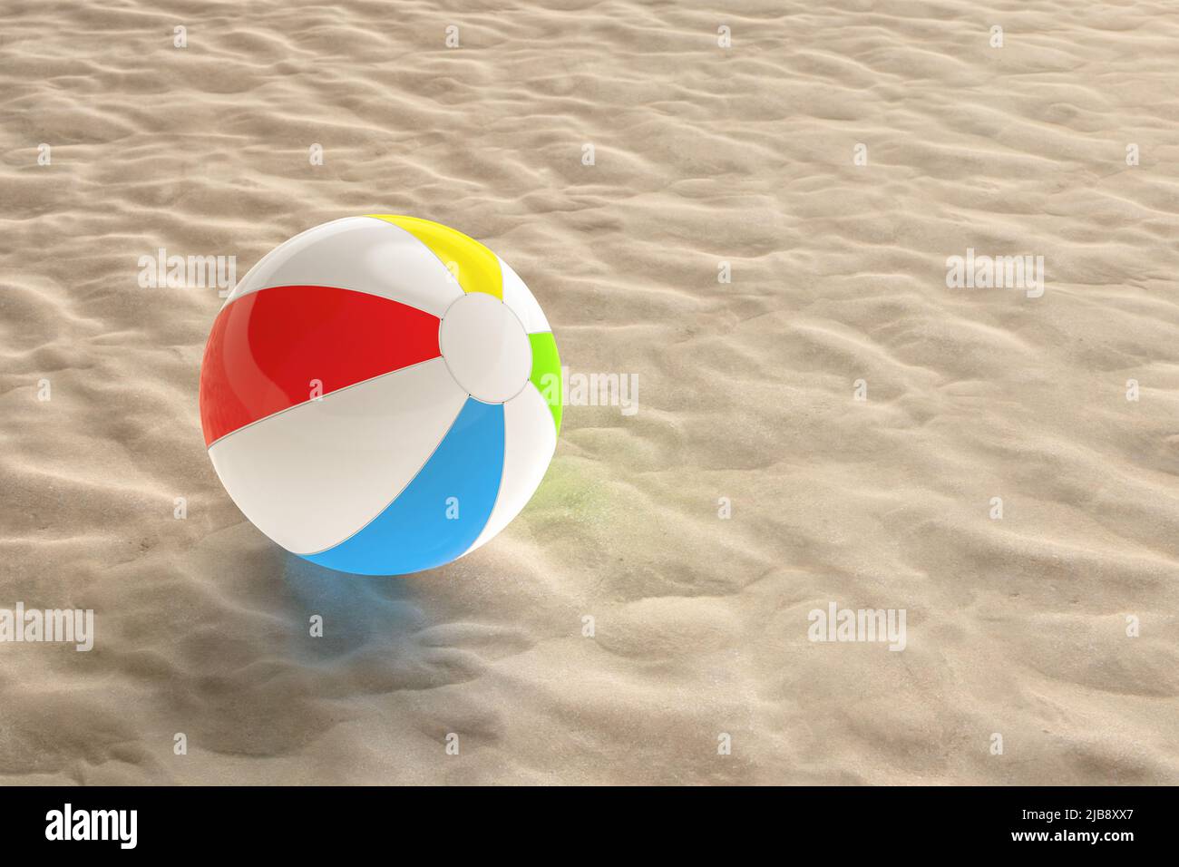 3d rendering colorful beach ball on beach Stock Photo Alamy