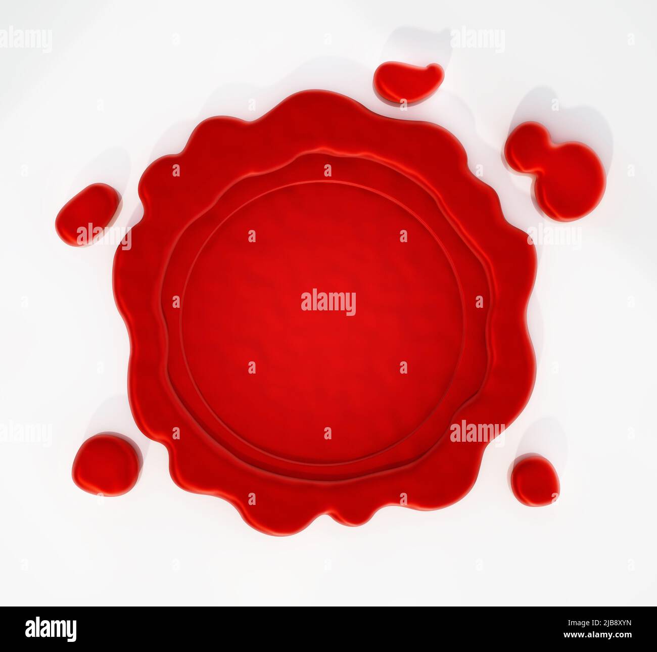 Red wax stamp isolated on white background. 3D illustration Stock Photo