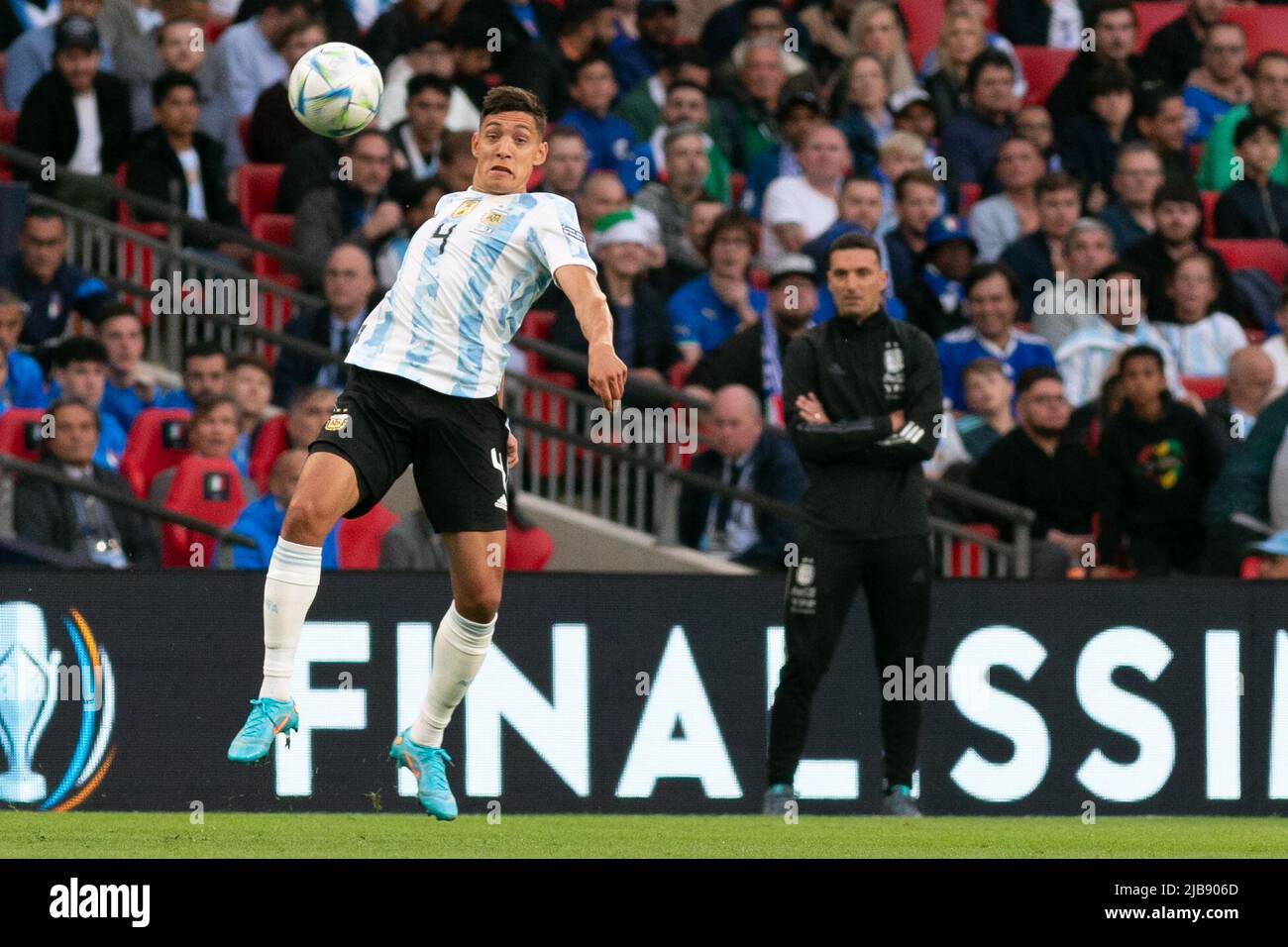 Nahuel Molina of Argentina in action during the Italy v Argentina - Finalissima 2022 match at Wembley Stadium on June 1, 2022 in London, England.(MB Media) Stock Photo