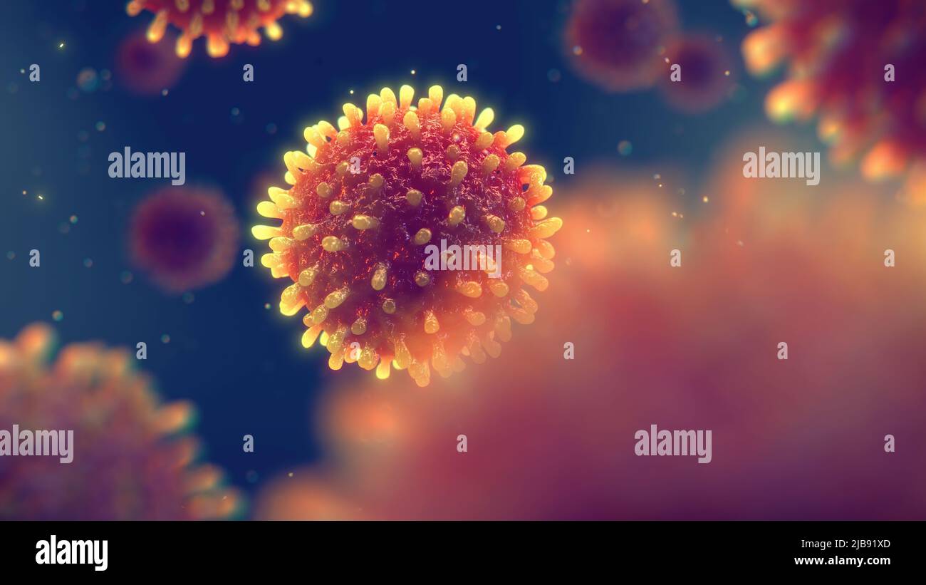 Viral hepatitis infection is caused by the hepatitis virus that leads to liver inflammation and damage. Hepatitis B,C and D viruses Stock Photo