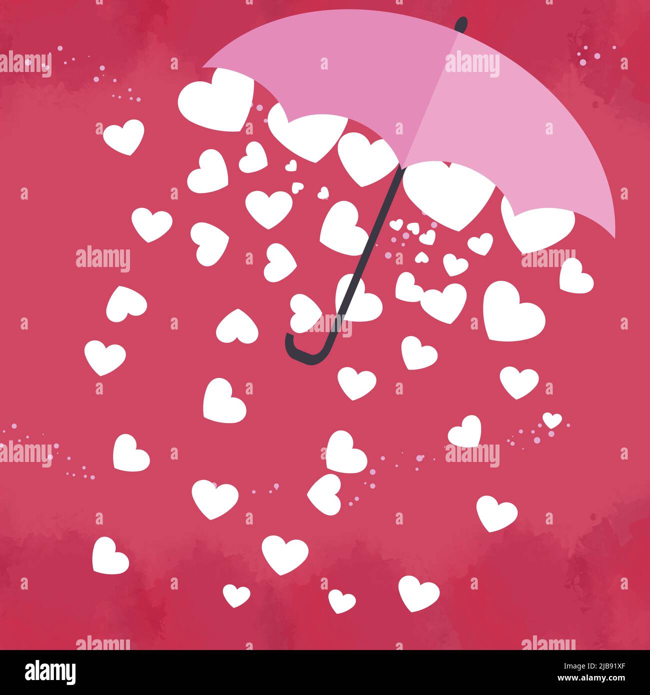 White heart is in a beautiful pink umbrella on pink background