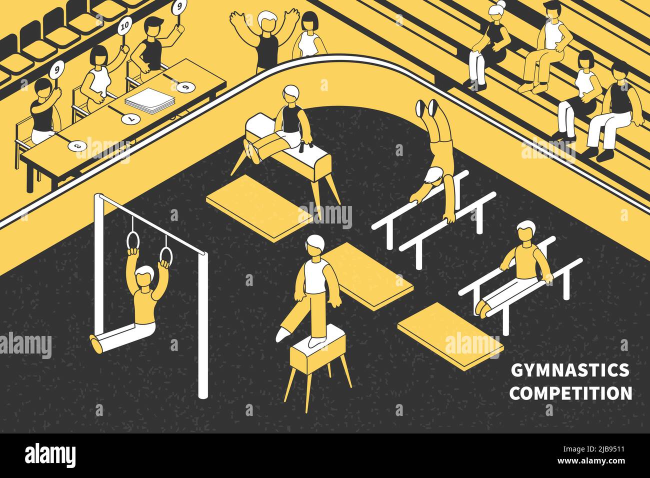 Gymnastics sport competitions isometric composition with human