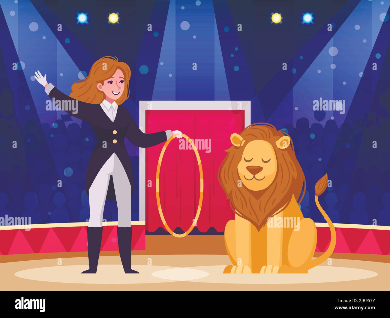 Circus show background with animal performance symbols cartoon vector ...