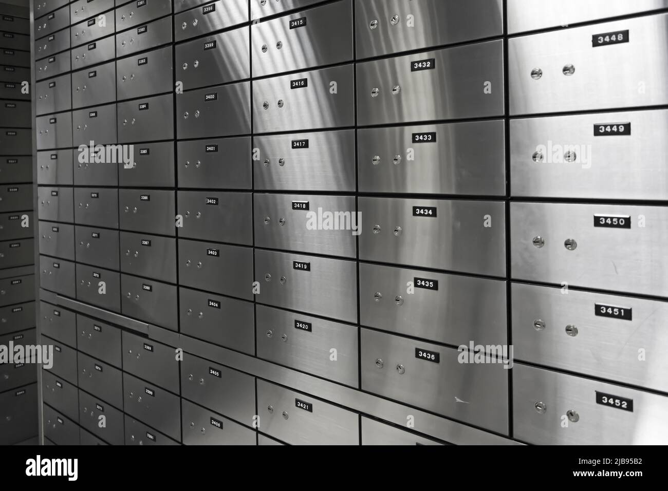 Safe deposit boxes of an a bank Stock Photo Alamy