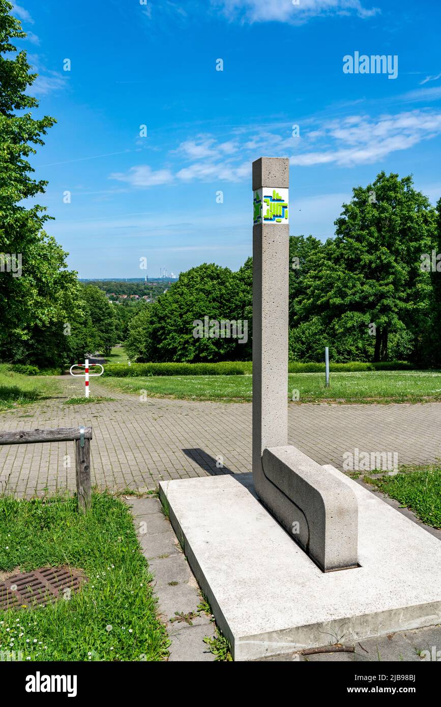 Viewpoint of the Essener Aussichten, one of 30 points with a far-reaching view in the city, here on the Hallo cemetery, looking north, over Altenessen Stock Photo