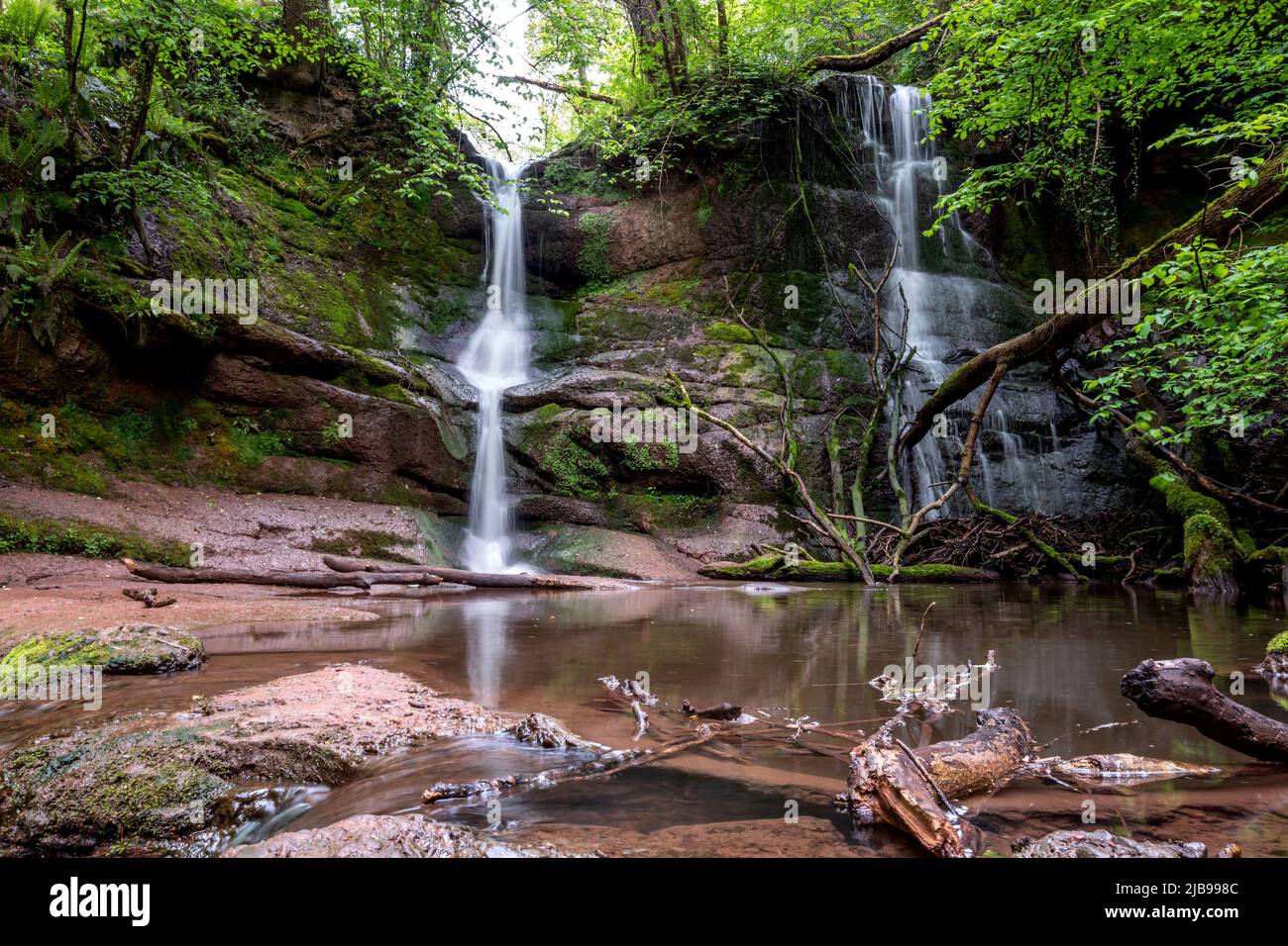 Brecon, May 15th 2022 A waterfall in Pwll Y Wrach Nature Reserve in the Brecon Beacons Stock Brecon, May 15th 2022 A waterfall in Pwll Y Wrach Nature Reserve in the Brecon Beacons Stock