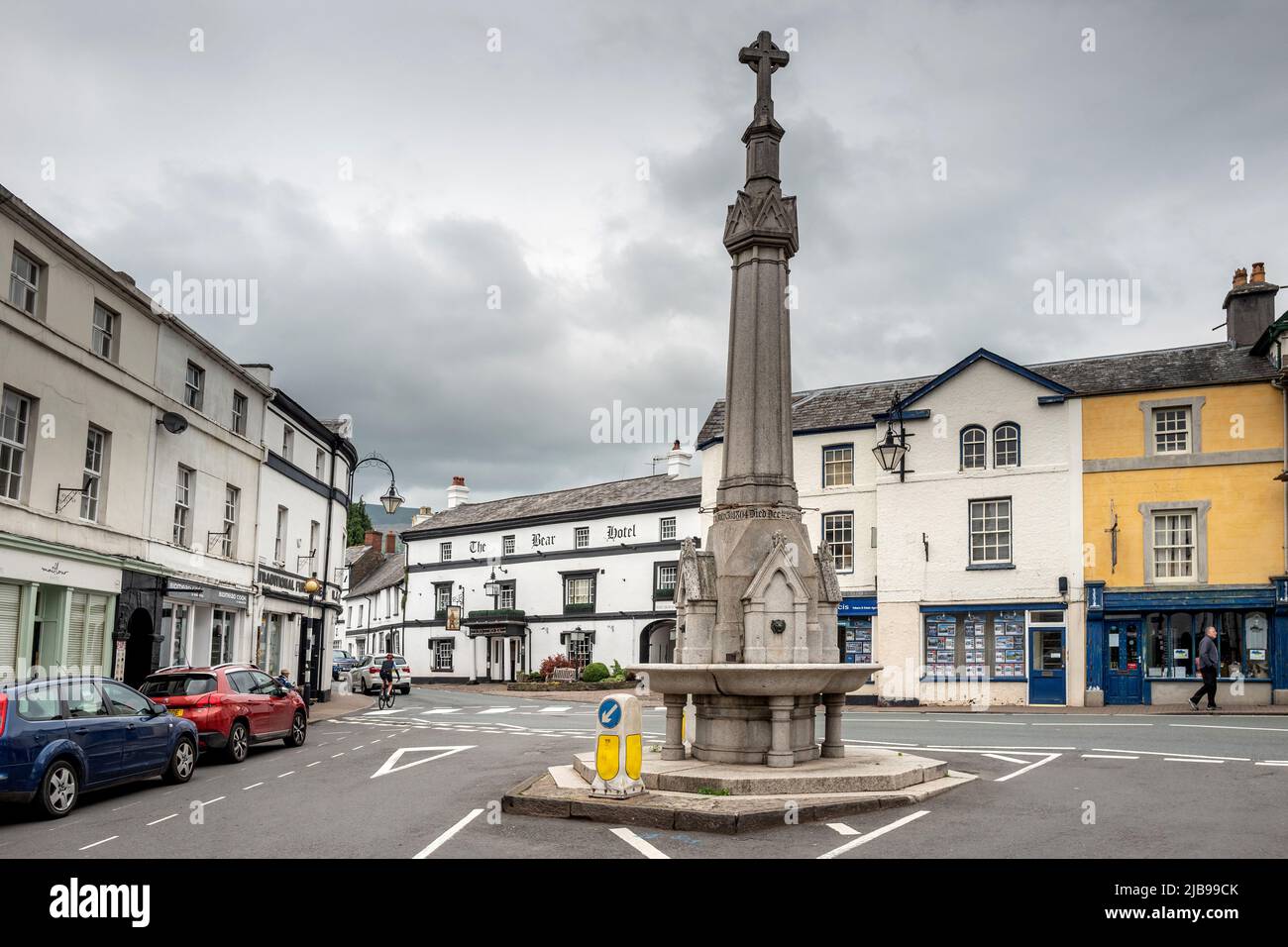 Brecon, May 15th 2022: War memorial in the centre of Crickhowell in the ...