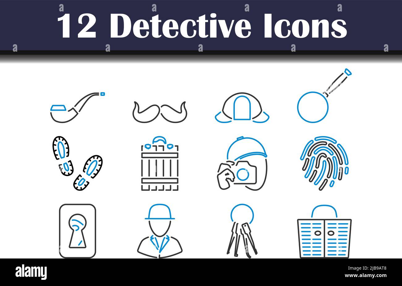 Detective Icon Set. Editable Bold Outline With Color Fill Design ...