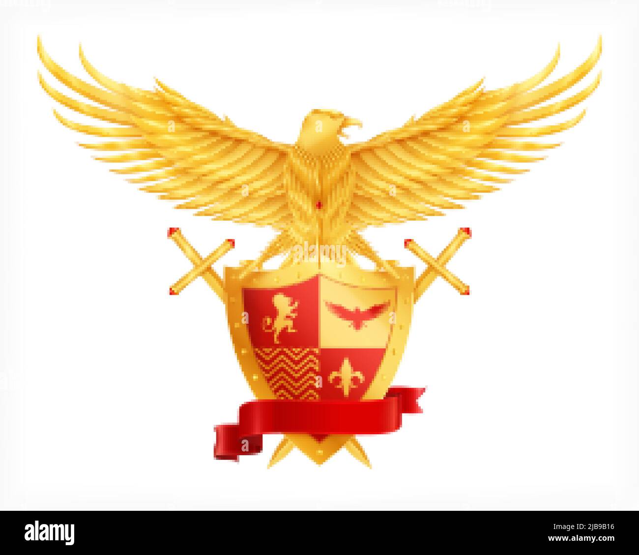 Heraldic animal decorative elements concept with eagle realistic vector illustration Stock Vector