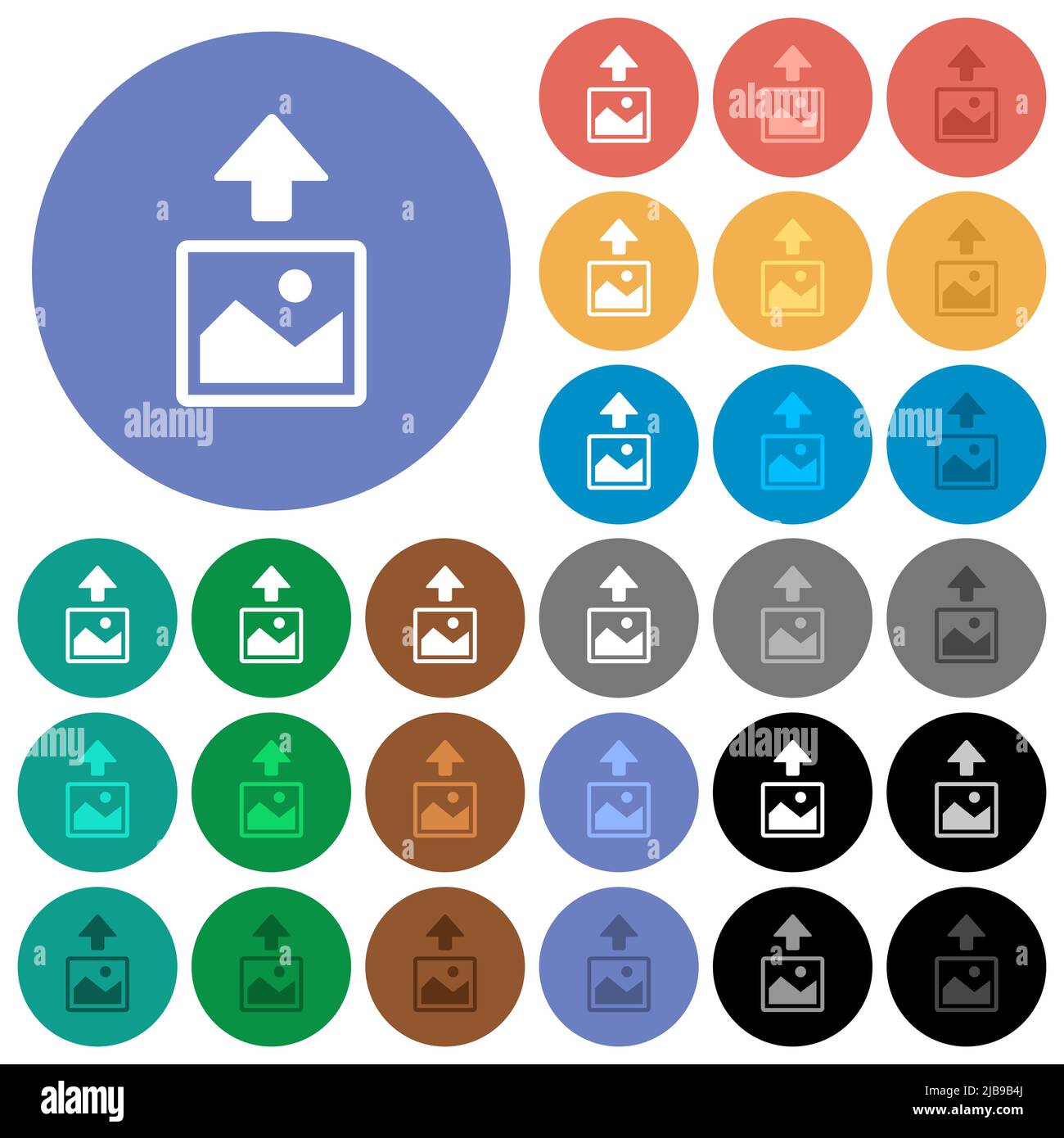 Upload image multi colored flat icons on round backgrounds. Included ...
