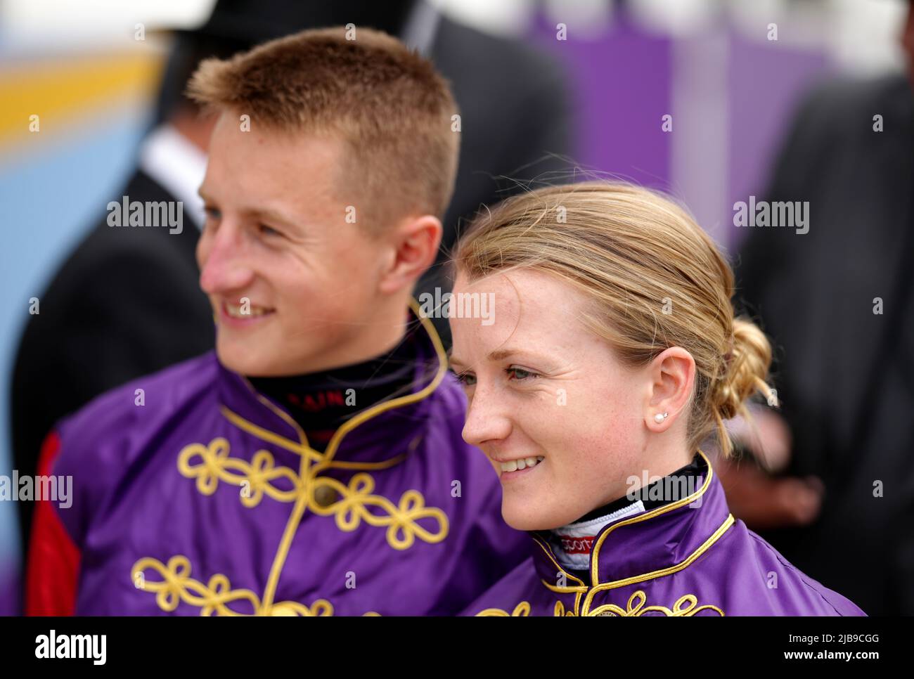 Hollie Doyle and Tom Marquand on Derby Day during the Cazoo Derby Festival 2022 at Epsom Racecourse, Surrey. Picture date: Saturday June 4, 2022. Stock Photo