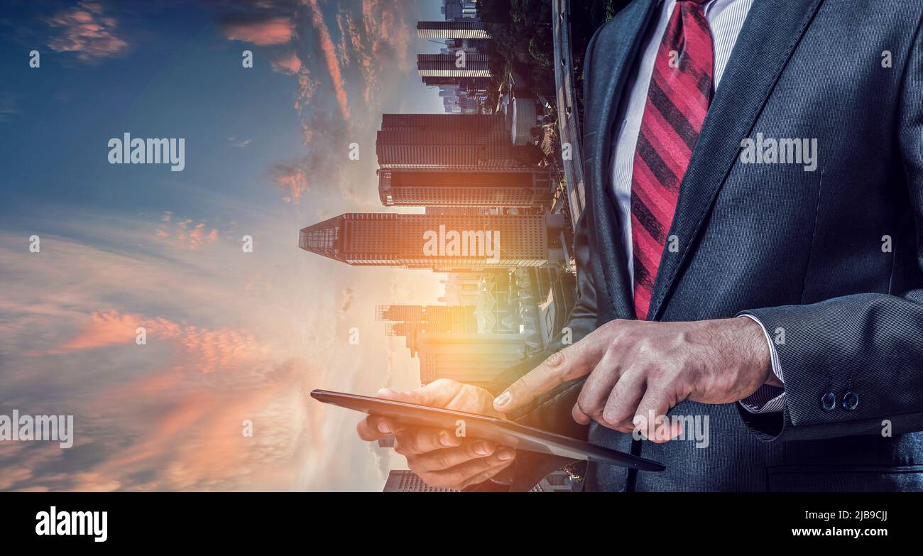 Smart city concept . Mixed media Stock Photo