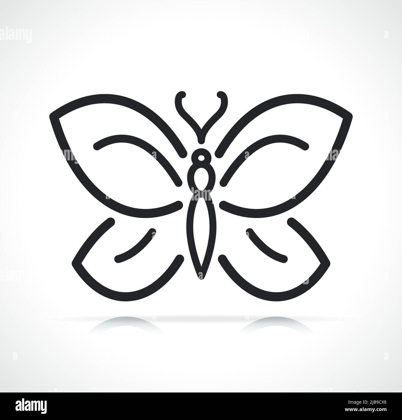 butterfly thin line icon isolated black illustration Stock Vector