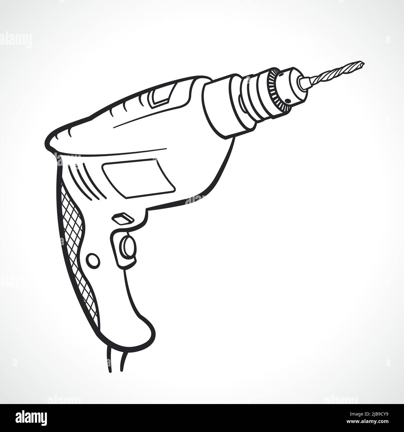 electric drill black and white illustration isolated Stock Vector Image