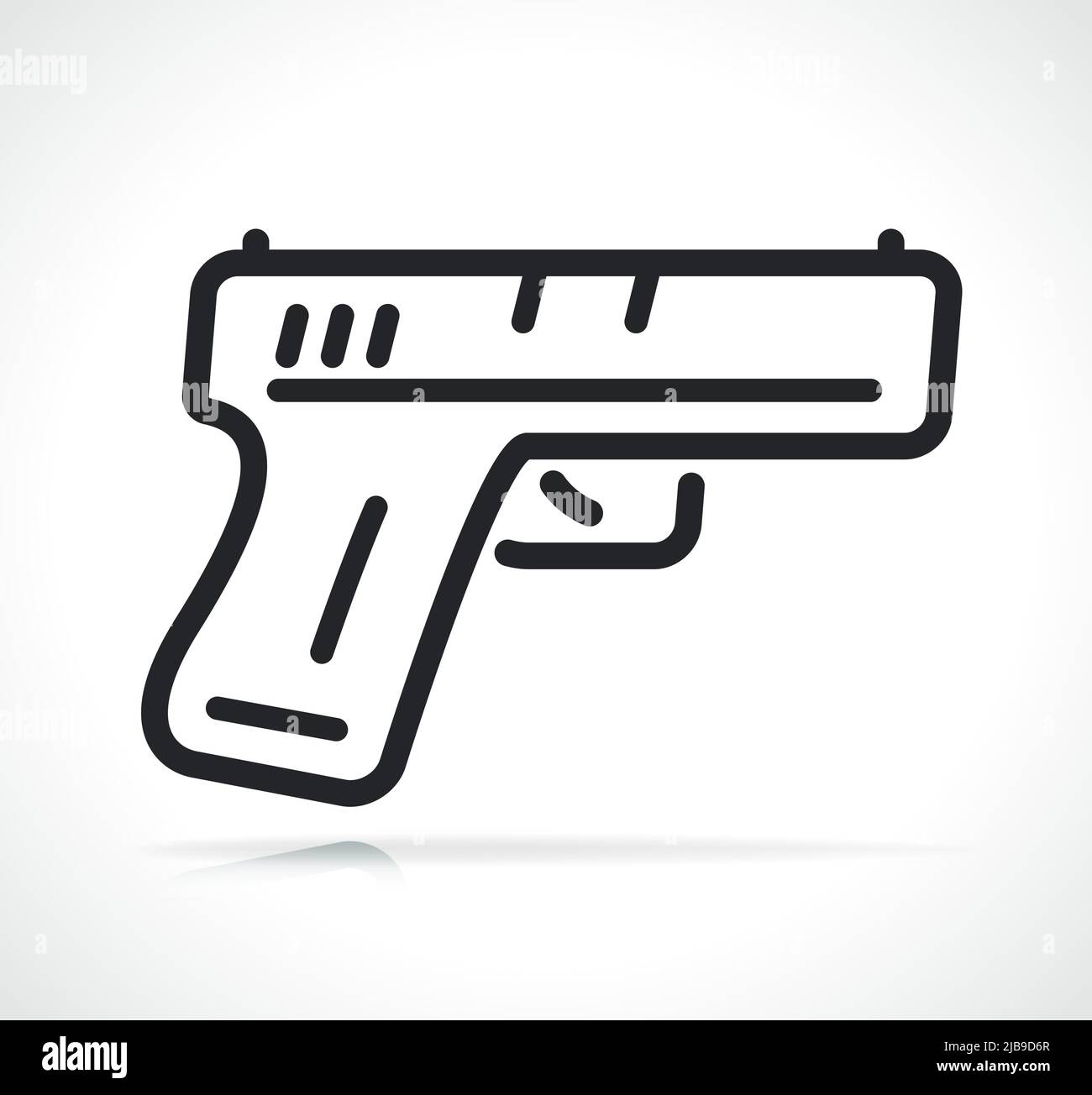 gun or handgun thin line icon illustration Stock Vector