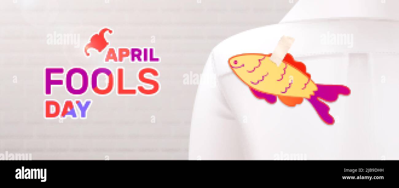 Fools day 1 april horizontal composition with realistic image of paper ...