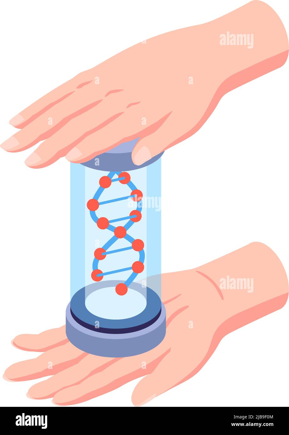 Isometric human cloning dna research science laboratory composition with human hands holding