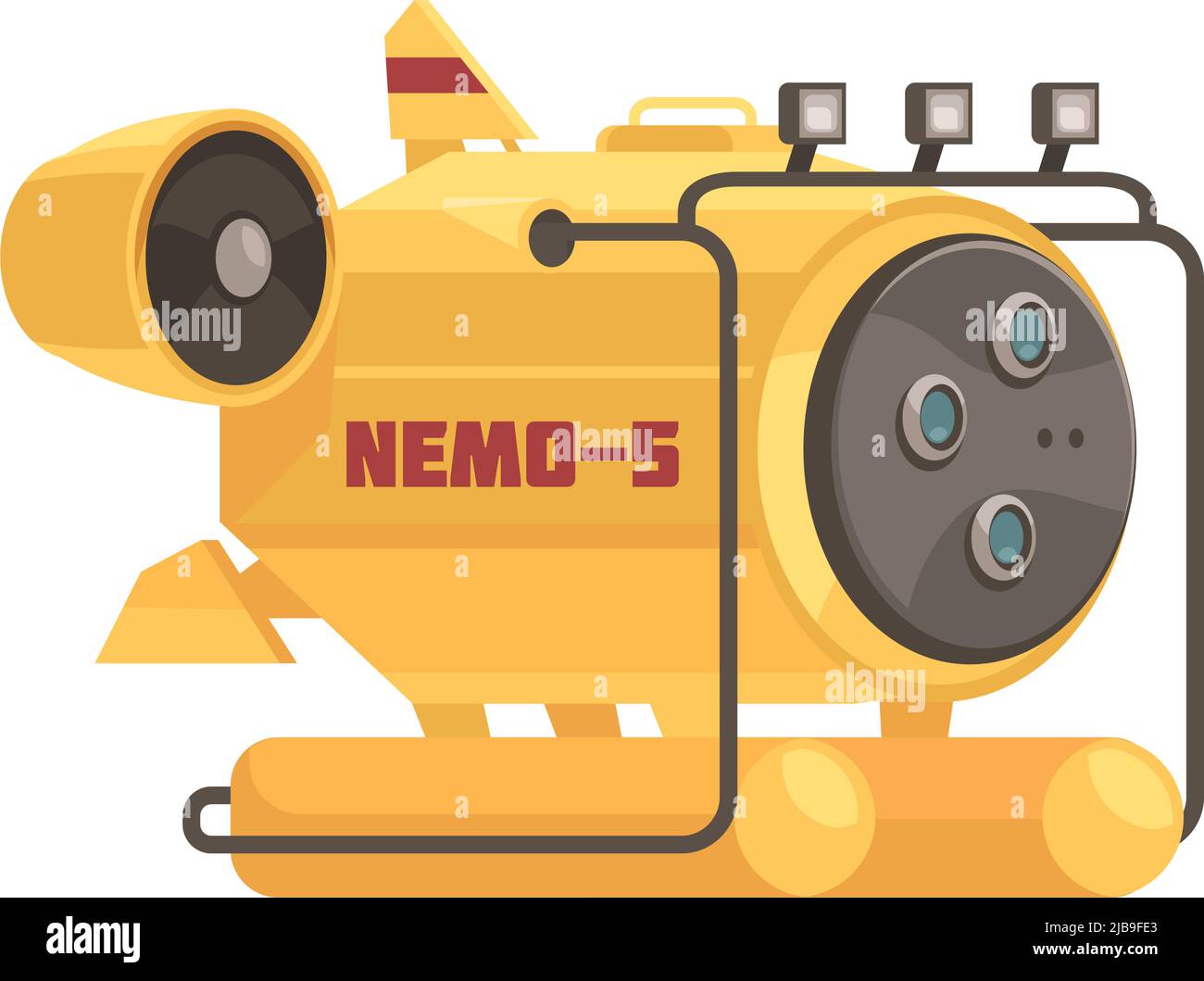 Scuba diving composition with isolated image of unmanned yellow ...
