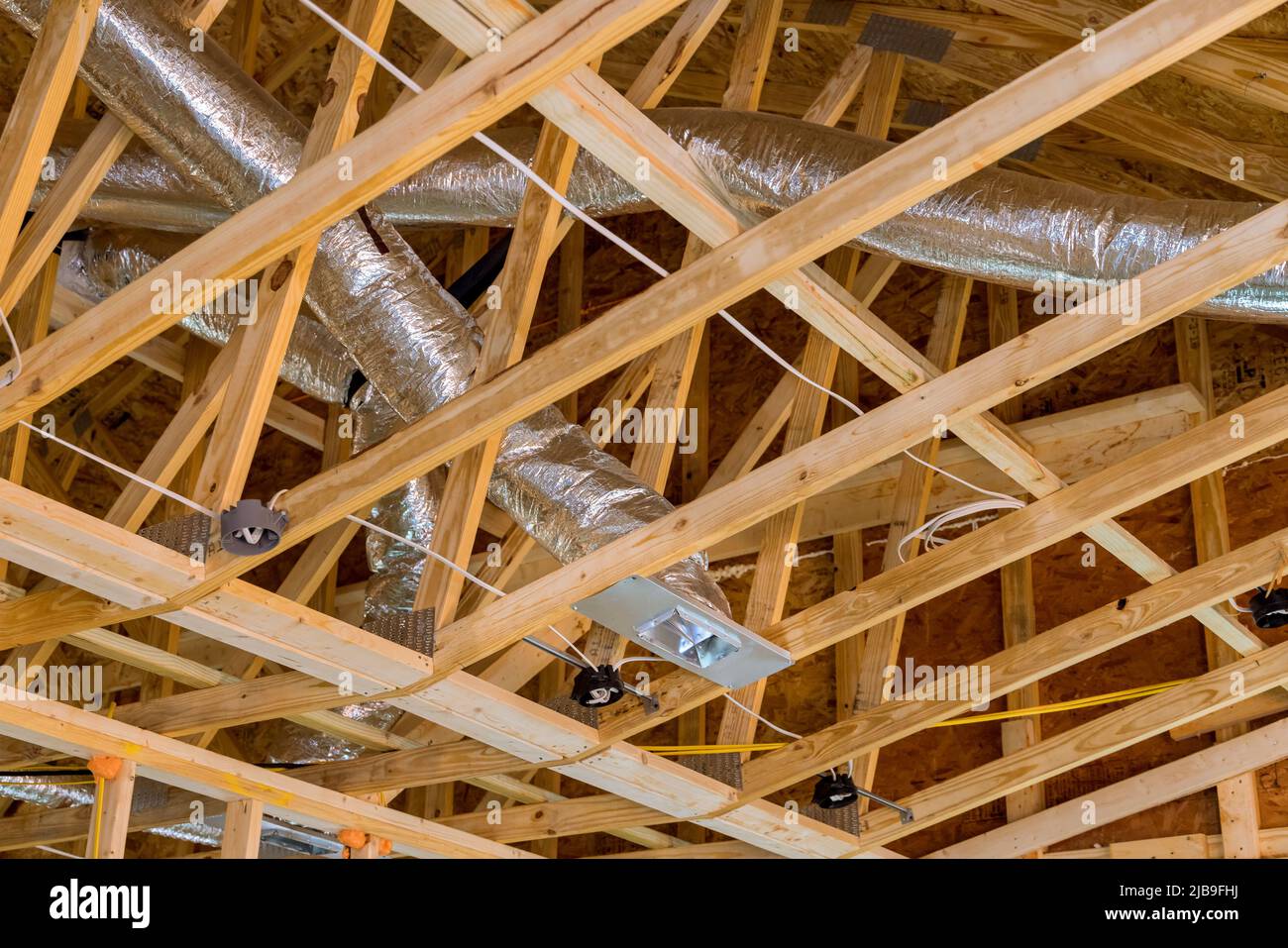 Ventilation installing new air vent system of residential house Stock