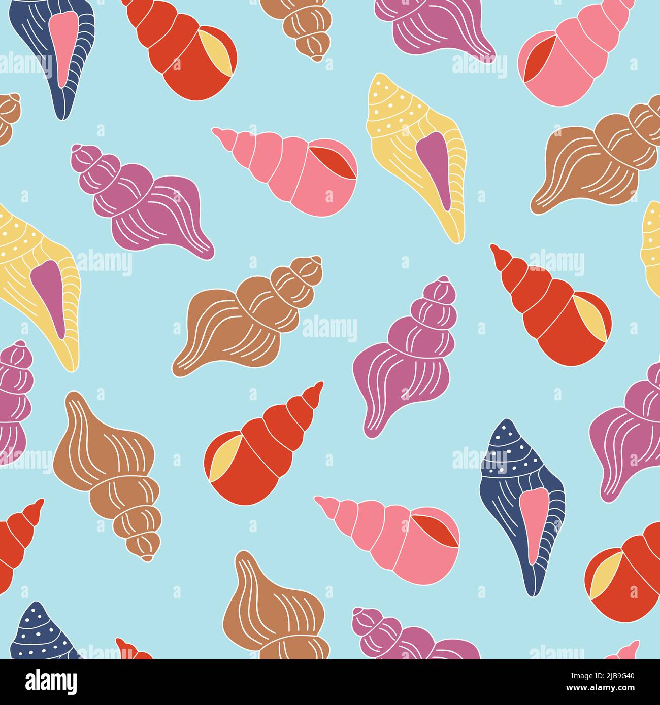 Seashells colorful vector seamless pattern. Marine background. Perfect ...