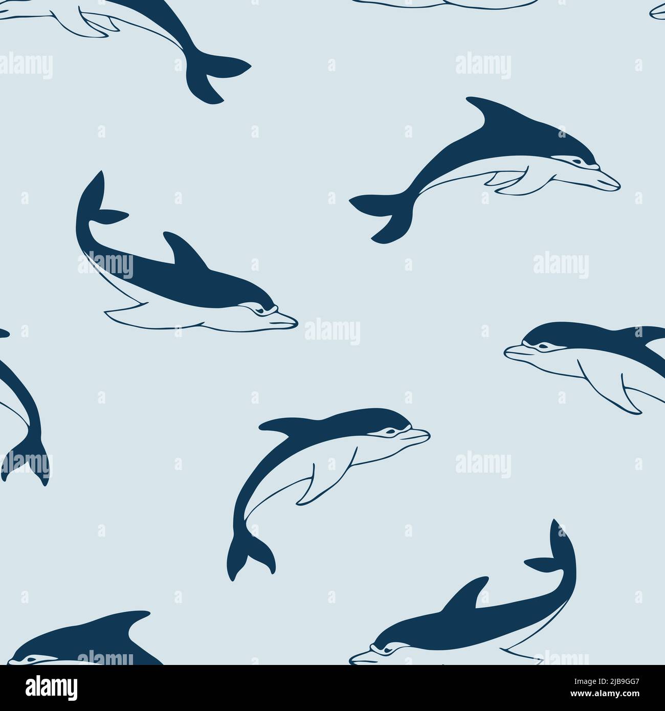 Seamless vector pattern with cute dolphins on blue background. Simple  cartoon fish wallpaper design. Decorative underwater fashion textile Stock  Vector Image & Art - Alamy