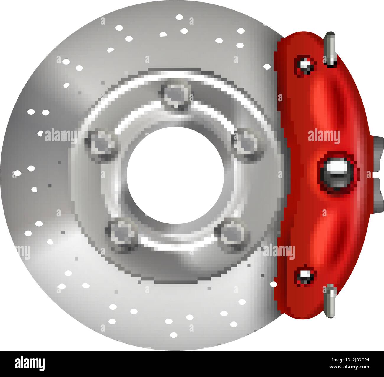Shiny car brake disk pad on blank background realistic vector