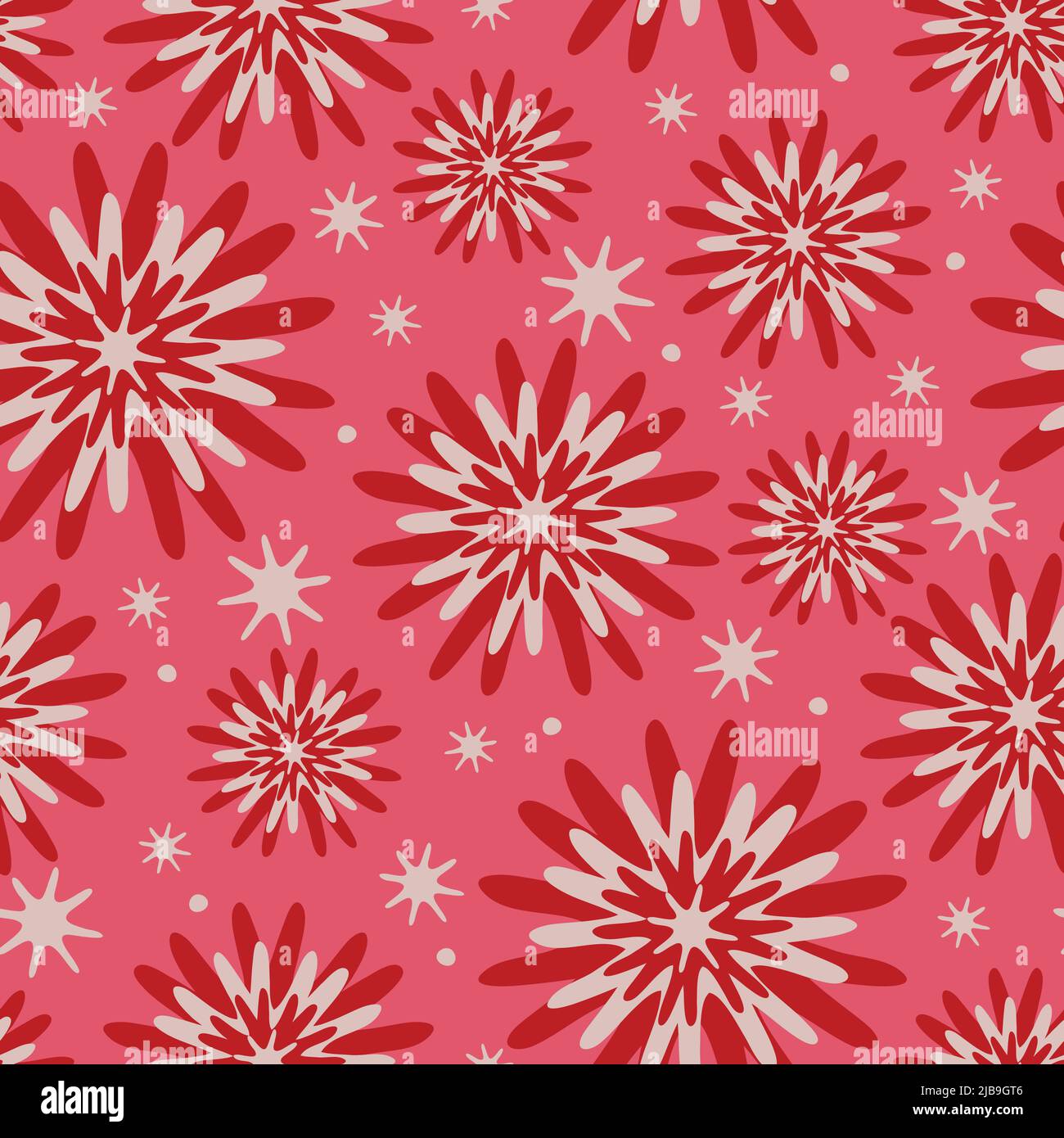 Seamless vector pattern with abstract flowers on pink background ...