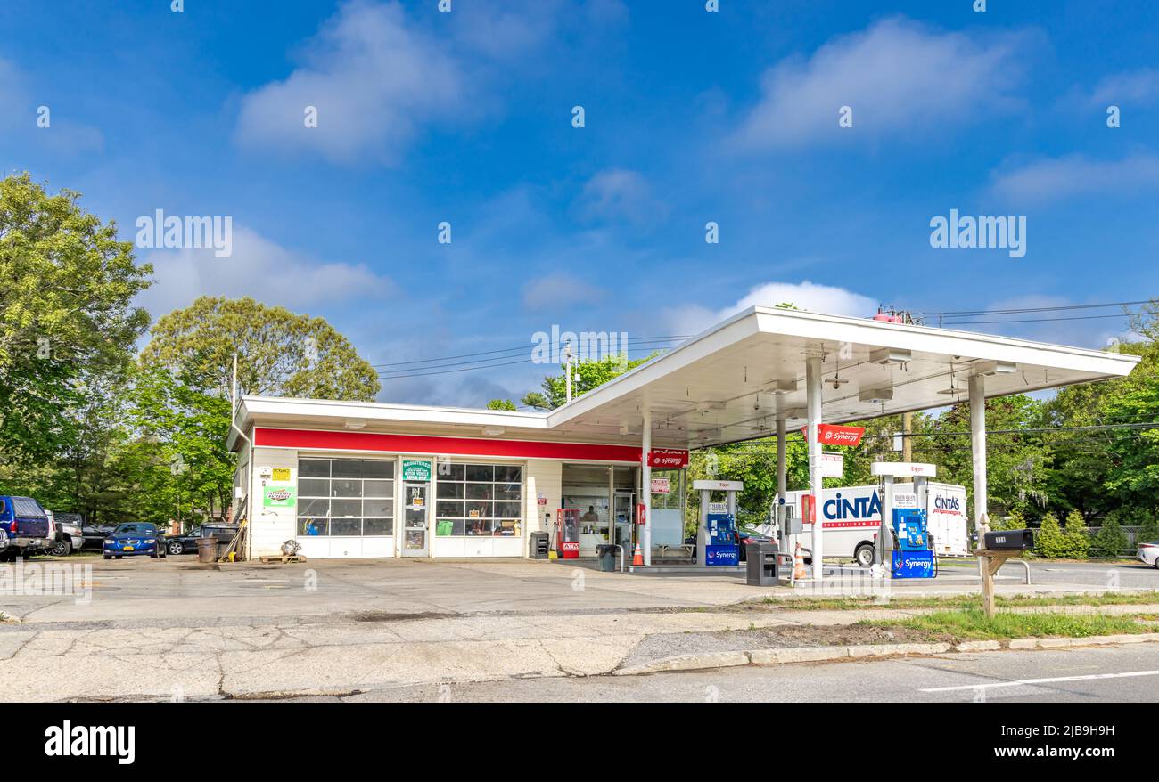 Exxon Gas Station in Sag Harbor, NY Stock Photo