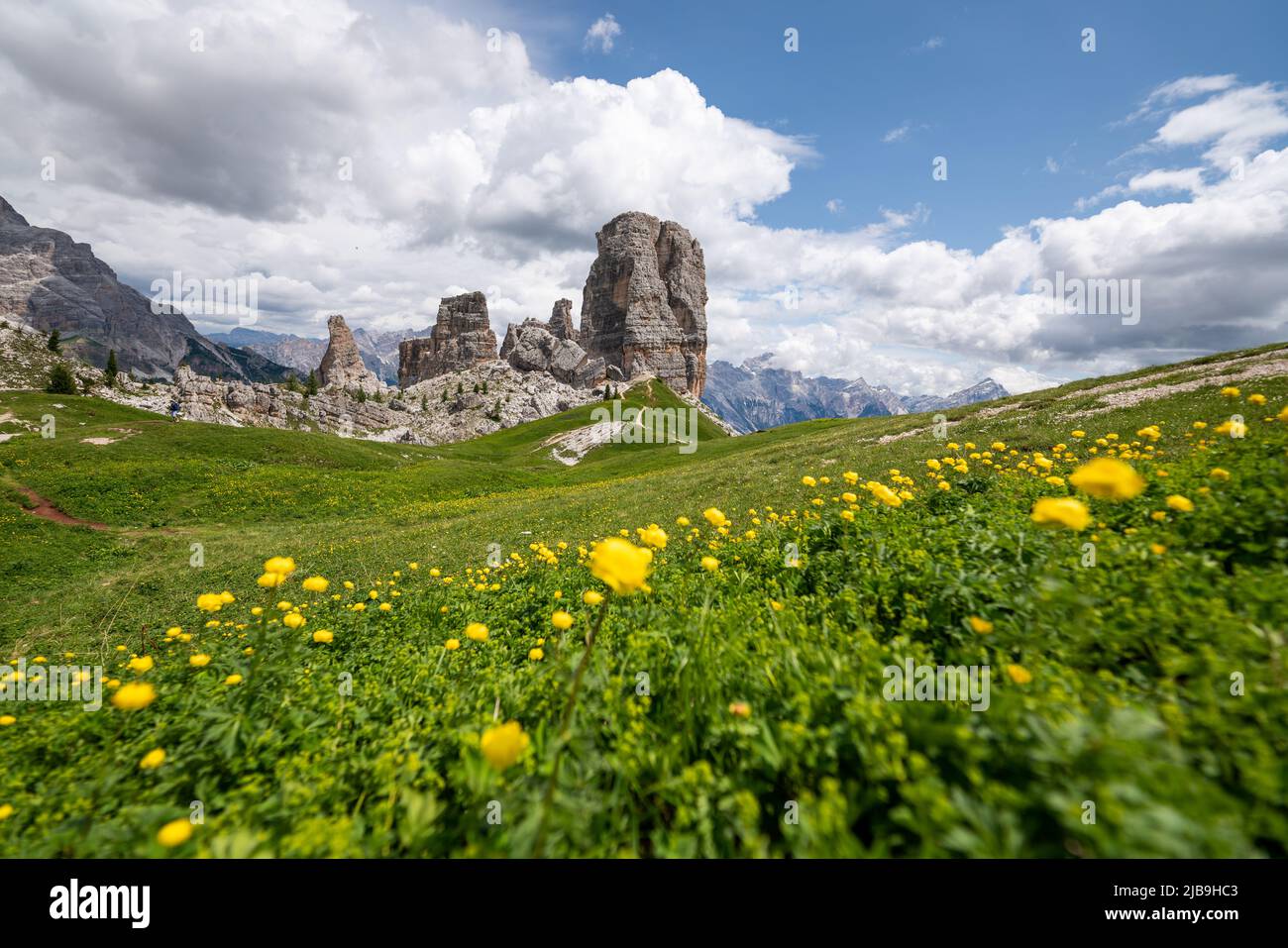Central Dolomites. Monuments of nature. Five Towers  Stock Photo