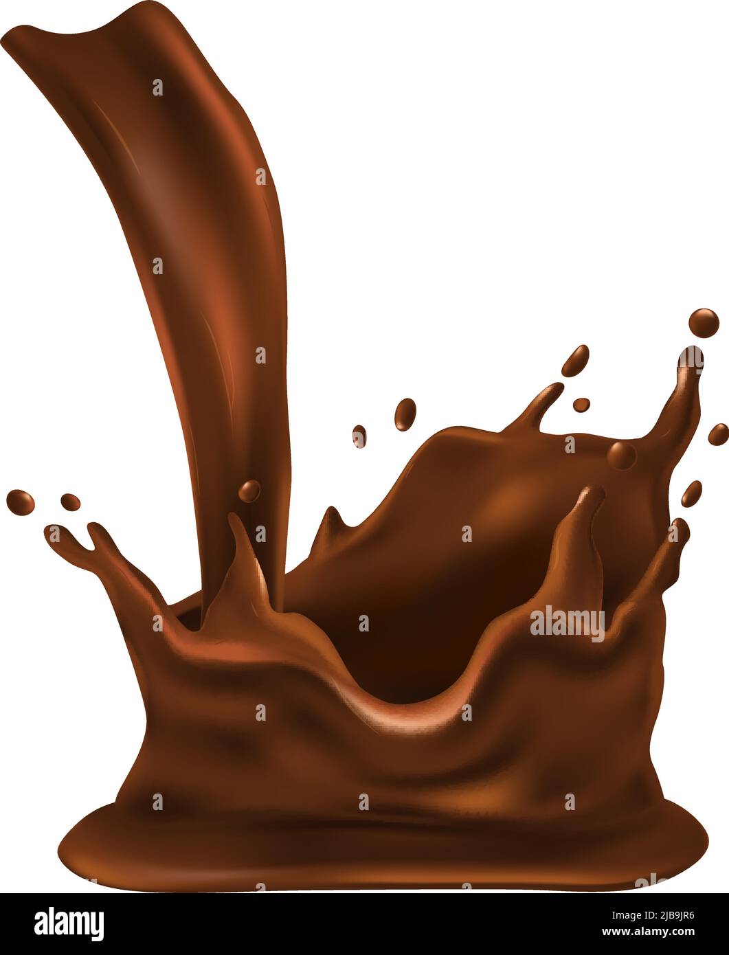 Realistic chocolate drop splash composition with isolated liquid spot