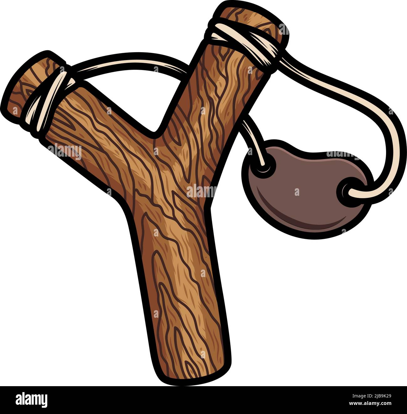 Illustration of slingshot. Design element for logo, emblem, sign