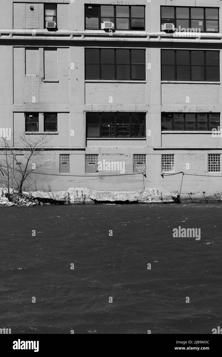 Vintage factory warehouse building in the industrial district in black
