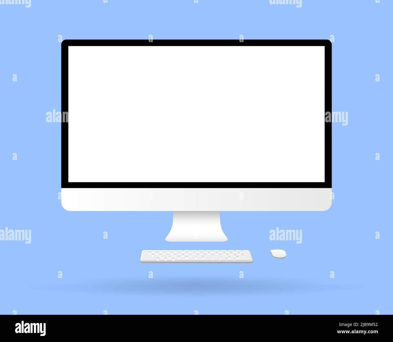 Desktop computer. Screen device mockup blank monitor.3d white screen. vector Isolated illustration. Stock Vector