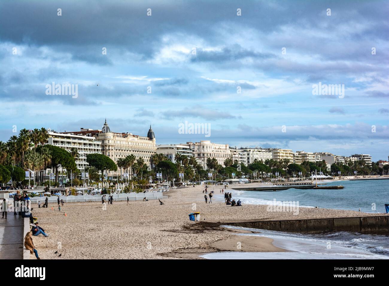 Promenade de la Croisette view from the beach, Cannes, French Riviera, France Stock Photo