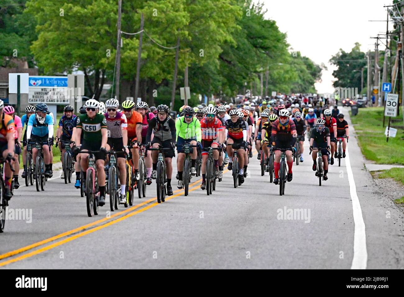 Unbound Kansas EMPORIA, KANSAS - JUNE 4, 2022 Unbound Gravel riders get a six A.M ...