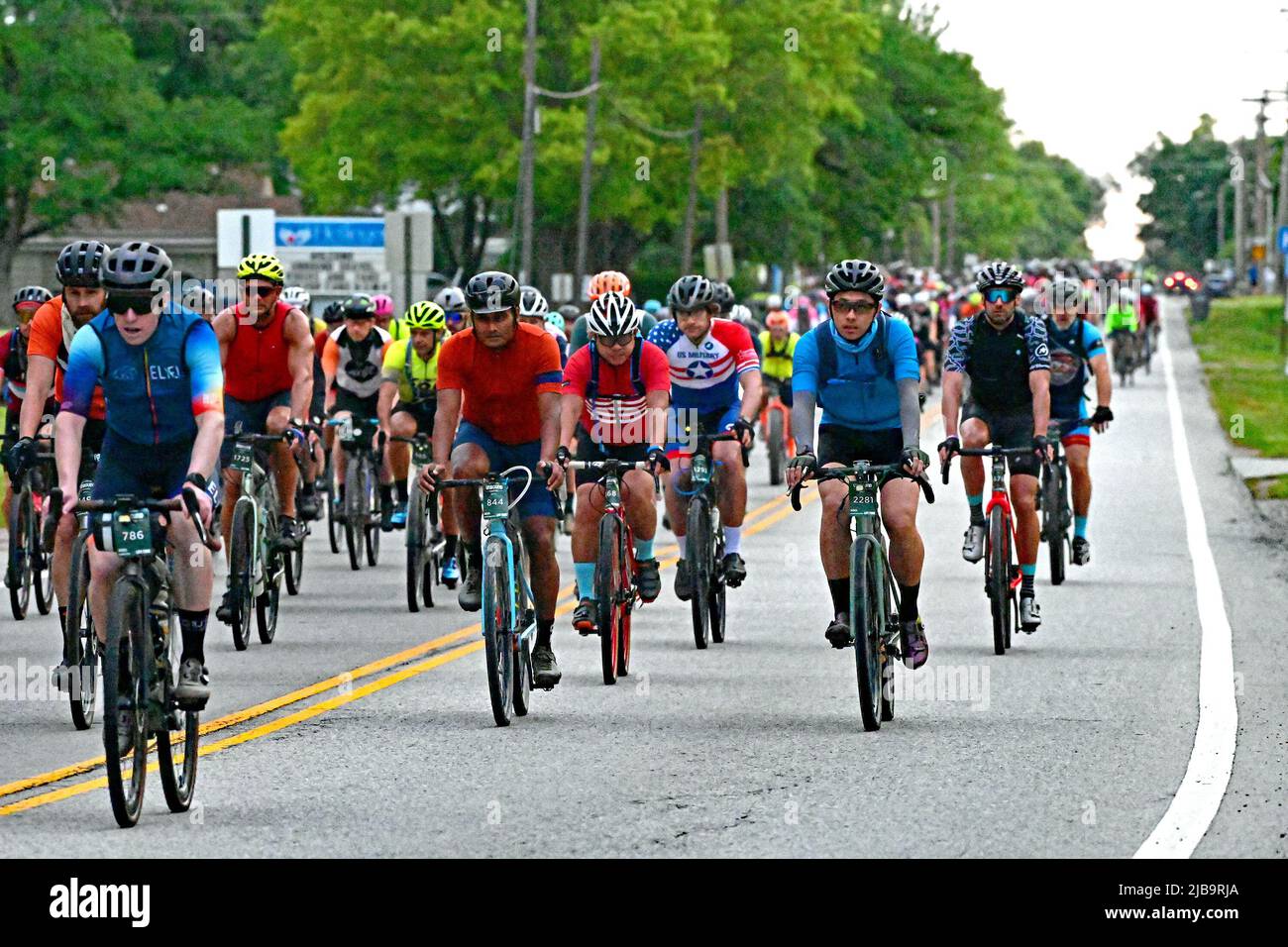 Unbound Kansas EMPORIA, KANSAS - JUNE 4, 2022 Unbound Gravel riders get a six A.M ...