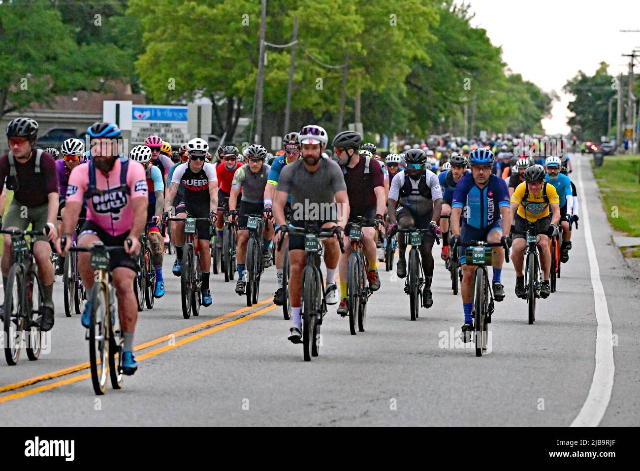 Unbound Kansas EMPORIA, KANSAS - JUNE 4, 2022 Unbound Gravel riders get a six A.M ...
