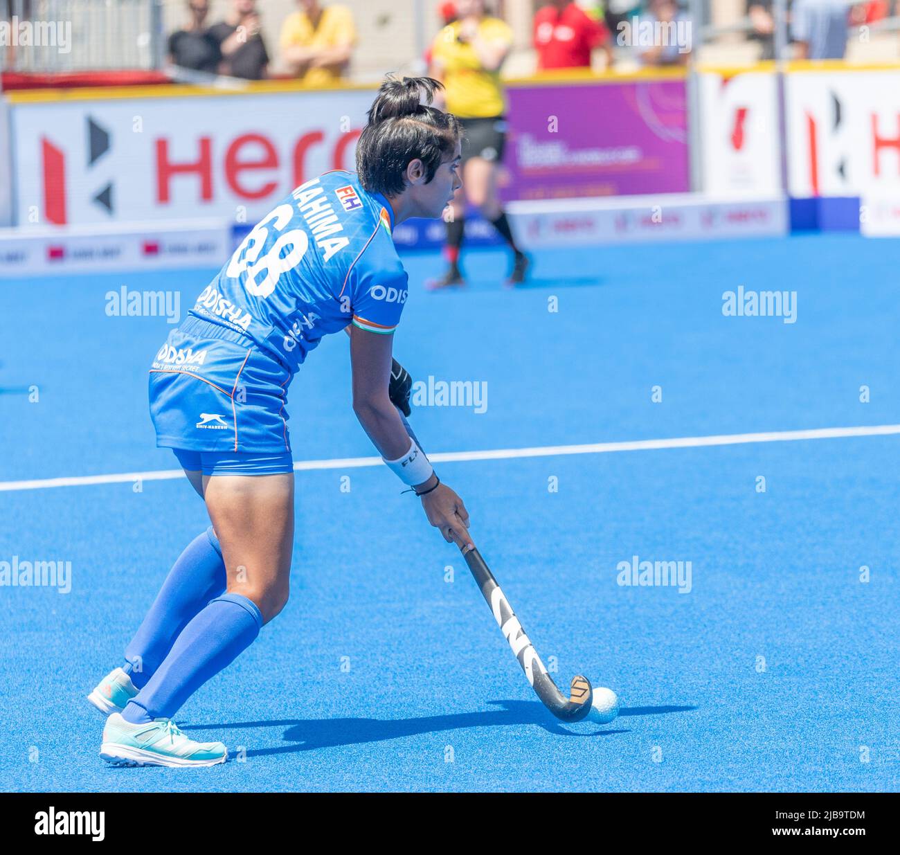 Lausanne Switzerland, 4th May 2022:  Mahima Choudhary of India (68) is in action during FIH Hockey5S Lausanne 2022. Credit: Eric Dubost/Alamy Live News. Stock Photo