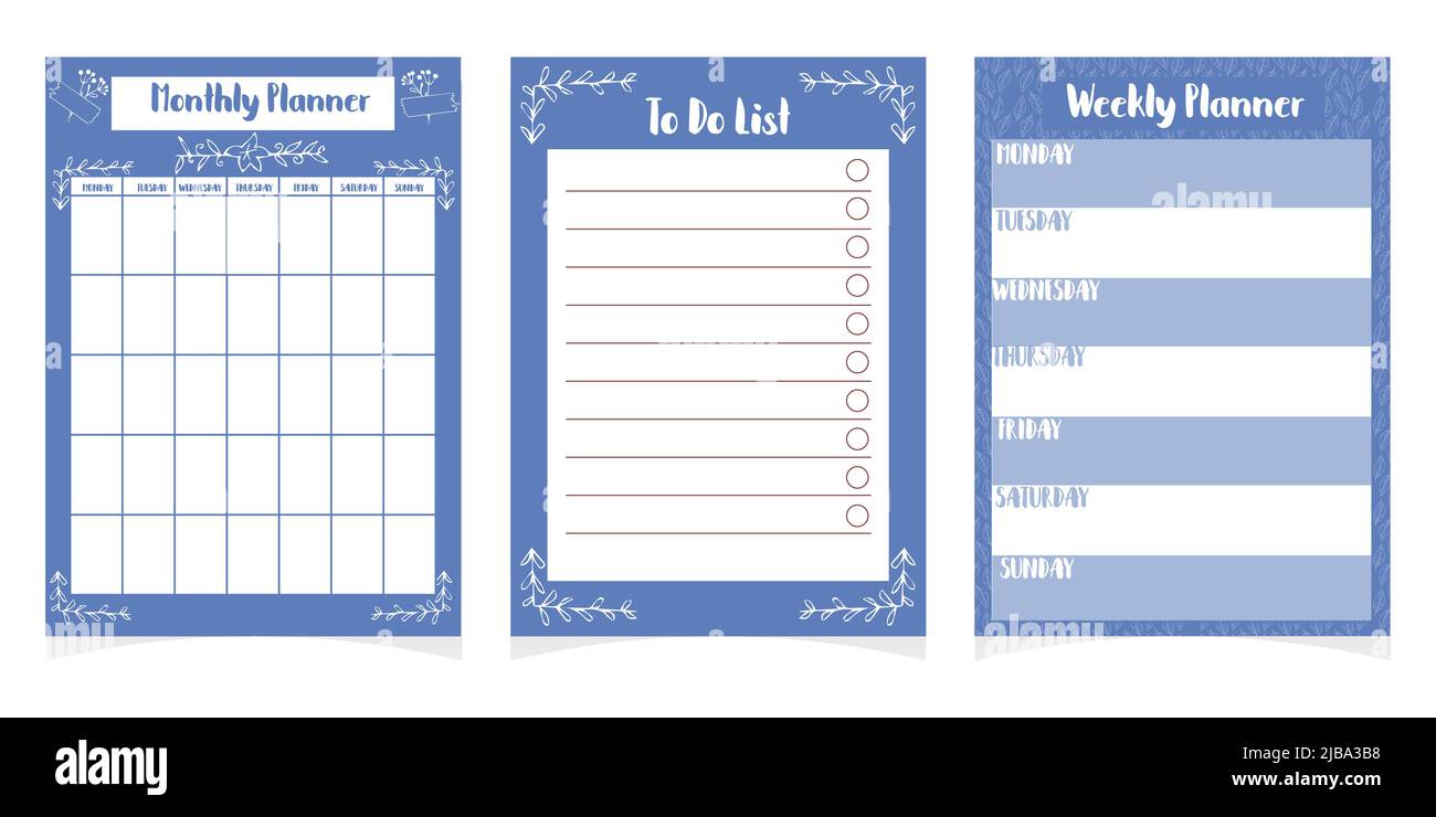 set-of-planners-template-checklist-daily-schedule-isolated-on-white-background-printable-collection-with-doodle-decoration-elements-vector-illustration-stock-vector-image-art-alamy
