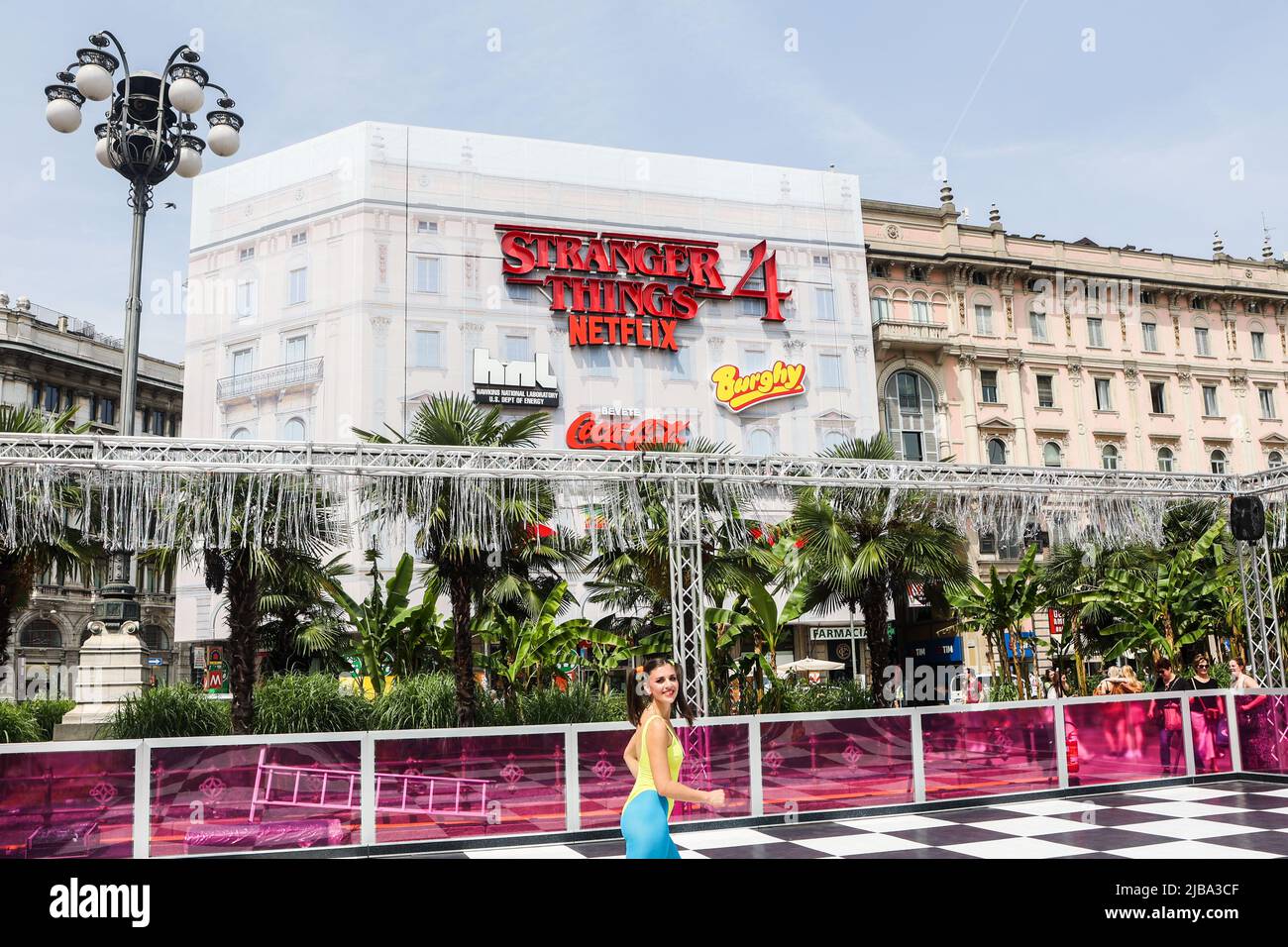 Netflix launch campaign for the release of Stranger Things 4 in Piazza  Duomo, Milano, Italy, on May 27 2022. For the occasion, the centre of Milan  has been decked out with activities