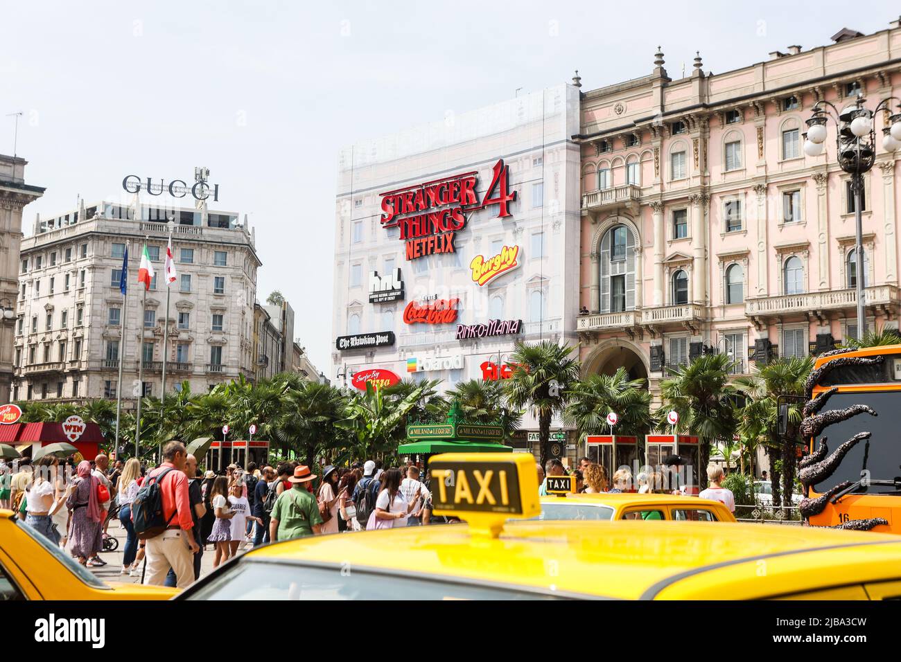 Netflix launch campaign for the release of Stranger Things 4 in Piazza Duomo, Milano, Italy, on May 27 2022. For the occasion, the centre of Milan has been decked out with activities reminiscent of the 1980s Stock Photo