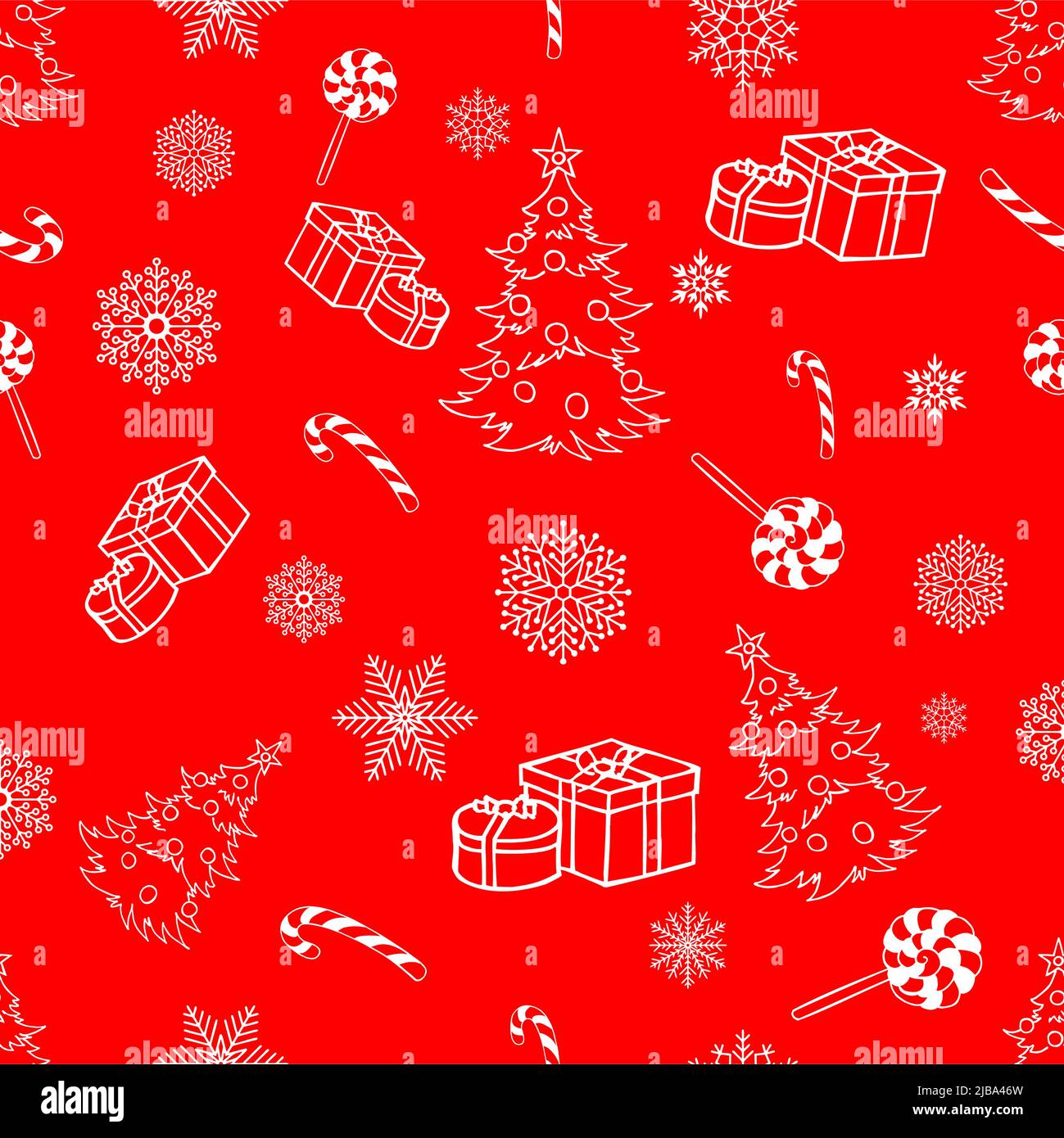 white New Year's seamless pattern on a red background, texture ...