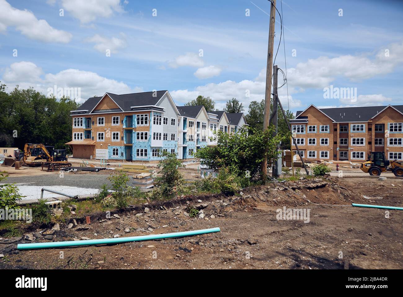 Morrisville, NJ, USA. May 30, 2022: Discover NJ construction projects. Construction field in Morrisville, NJ. Construction site. Stock Photo