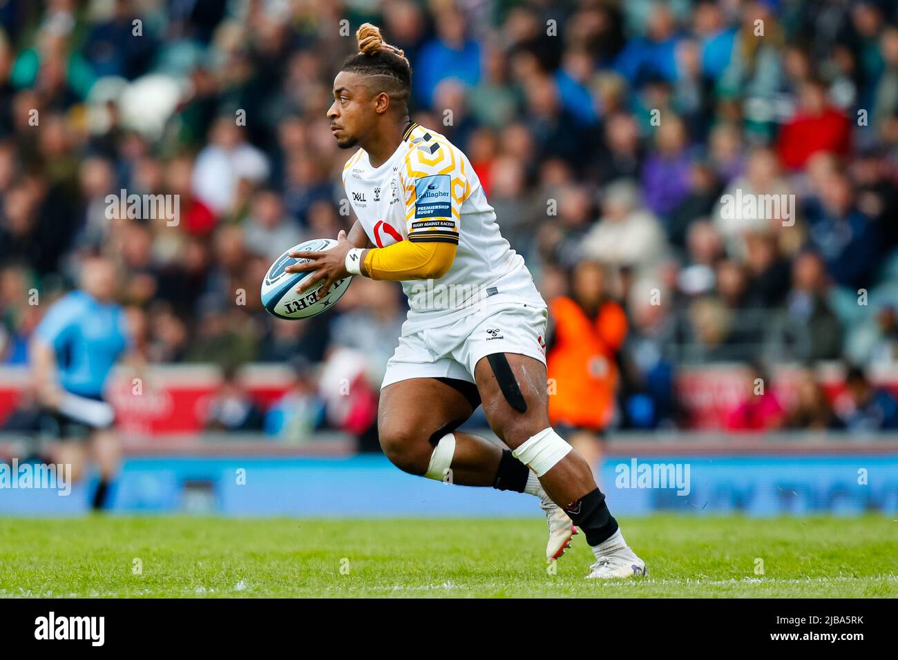 4th June 2022;  Mattioli Woods Welford Road Stadium, Leicester, England;  Gallagher Premiership Rugby, Leicester Tigers versus Wasps; Paolo Odogwu of Wasps Stock Photo