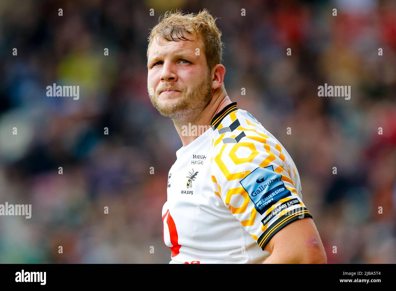 4th June 2022;  Mattioli Woods Welford Road Stadium, Leicester, England;  Gallagher Premiership Rugby, Leicester Tigers versus Wasps; Joe Launchbury of Wasps Stock Photo