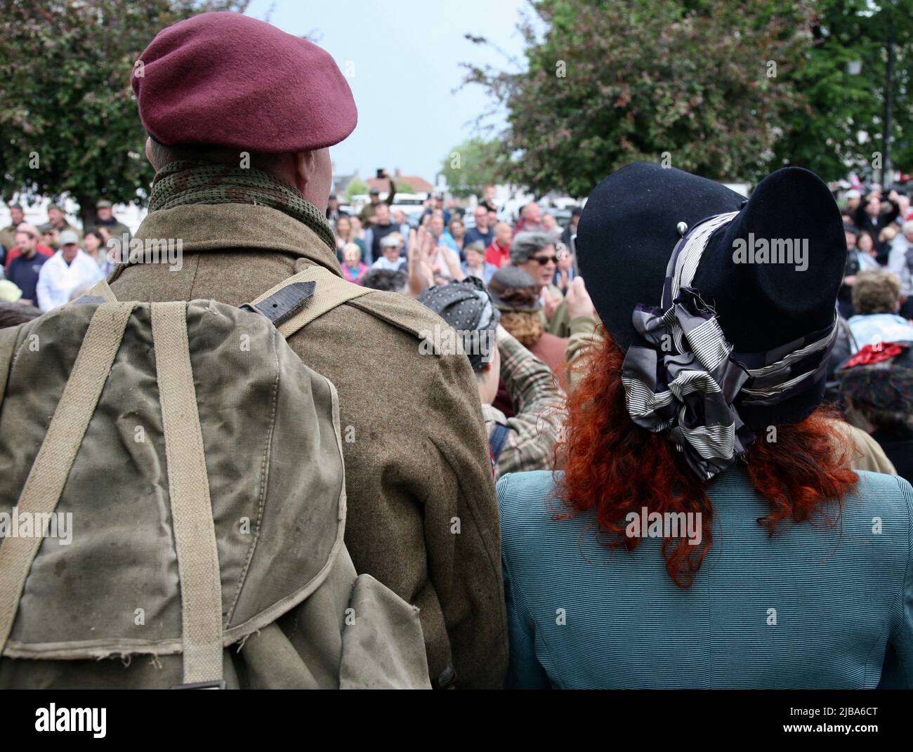 A couple in the crowd at the DDay celebrations, Carentan, Manche