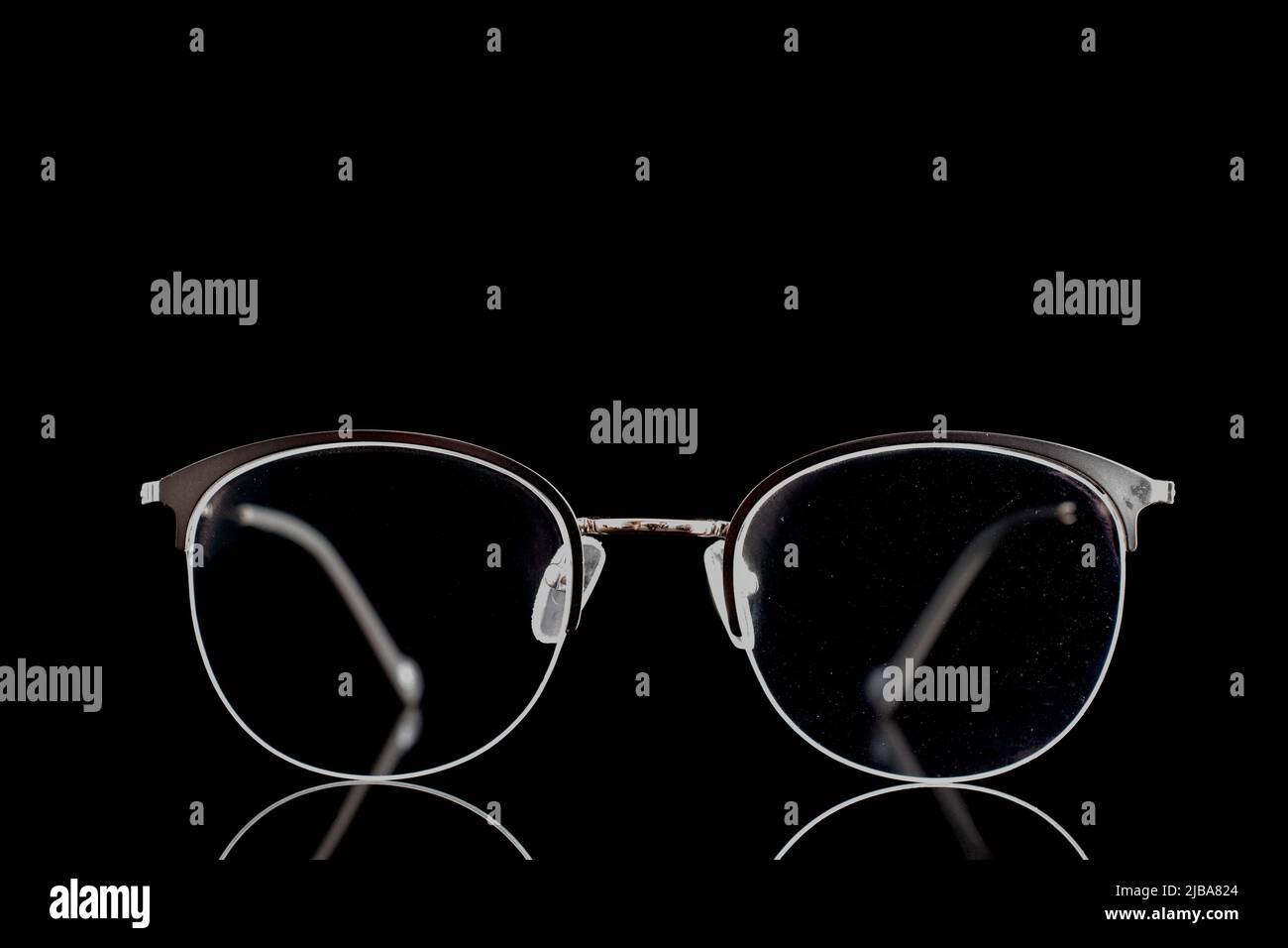One glasses for working with a computer, closeup, isolated on a black