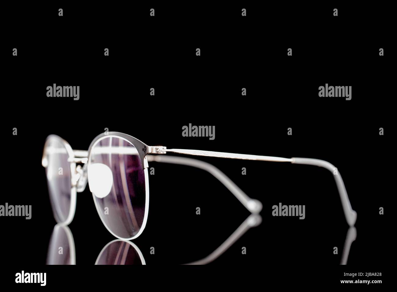 One glasses for working with a computer, closeup, isolated on a black