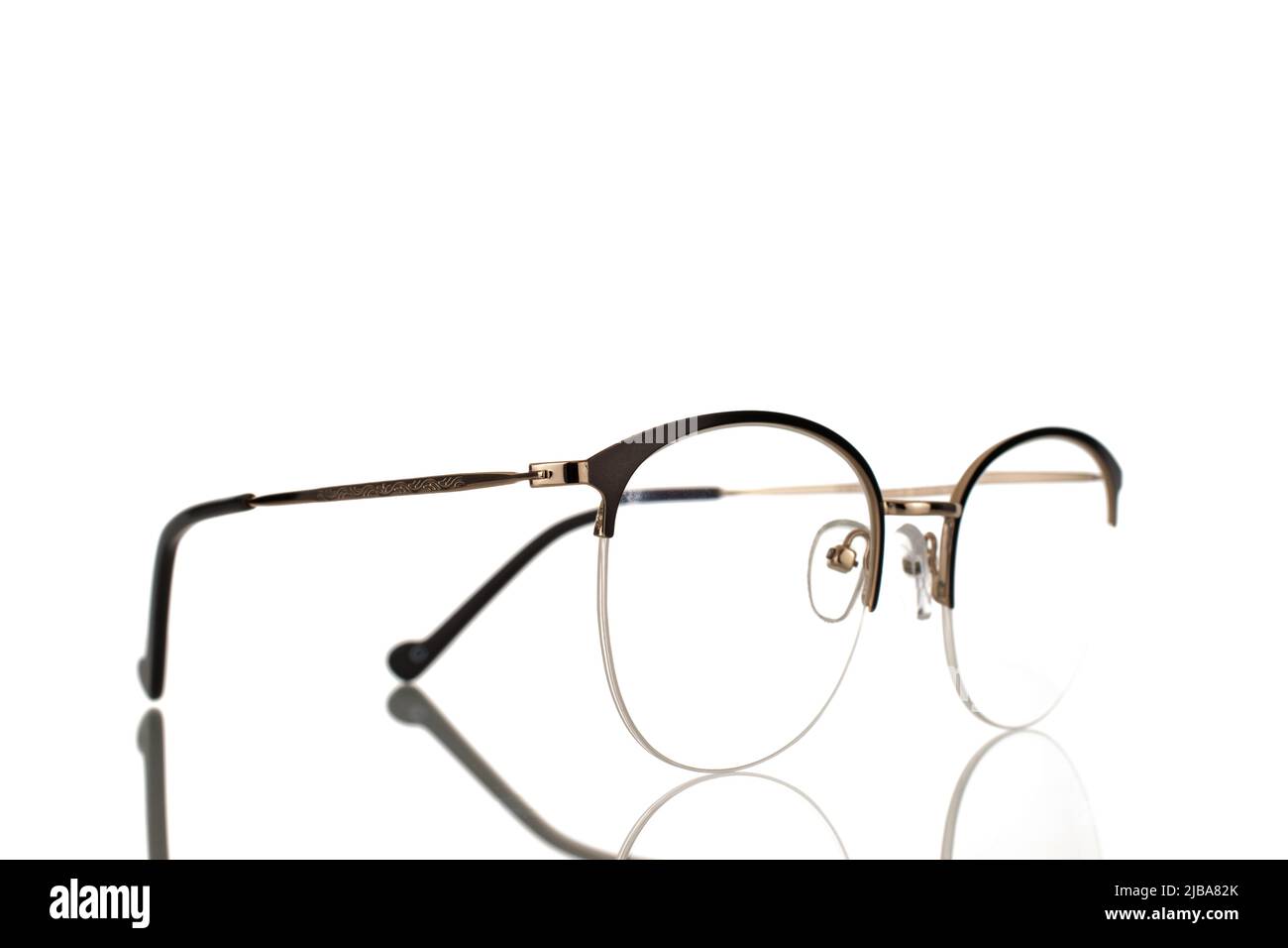 One glasses for working with a computer, closeup, isolated on a white